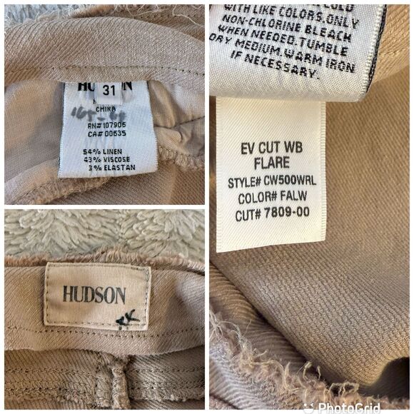 Hudson Ev Cut Waistband Flare Pants Beige Linen Blend Button Fly Women’s 31 - Picture 7 of 8
